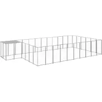 vidaXL Hondenkennel 19,36 m² staal zilverkleurig