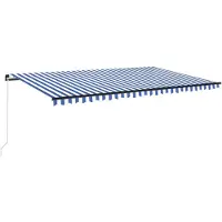 vidaXL Luifel handmatig uittrekbaar 500x350 cm blauw en wit