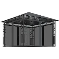 vidaXL Prieel met klamboe LED-lichtslinger 3x3x2,73 m antracietkleurig