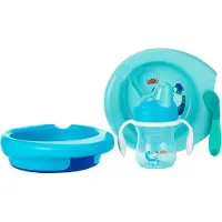 Chicco eetset junior 16 cm blauw 4-delig