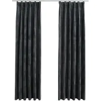 vidaXL Gordijnen verduisterend 2 st met haken 140x175 cm fluweel antraciet