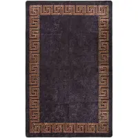 vidaXL Vloerkleed wasbaar 160x230 cm zwart en goudkleurig