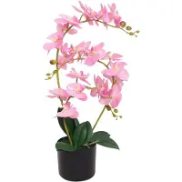 vidaXL Kunstplant orchidee met pot 65 cm roze
