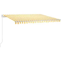 vidaXL Luifel handmatig uittrekbaar 450x350 cm geel en wit