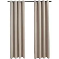 vidaXL Gordijn verduisterend met metalen ringen 2 st 140x225 cm beige