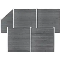 vidaXL WPC omheining set, 4 vlakke panelen + 1 schuin paneel, 792x186 cm, grijs