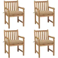 vidaXL Tuinstoelen 4 st met beige kussens massief teakhout