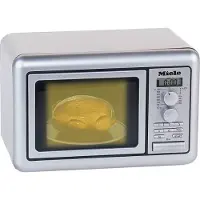 Miele Toys Miele speelgoed-magnetron - 25x16x17,5 cm - incl. draaiplateau, draaiknoppen, timer met geluidseffecten, display en speelgoedkippetje - grijs