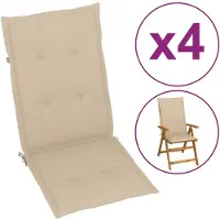 vidaXL Tuinstoelkussens 4 st hoge rug120x50x3 cm stof beige
