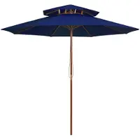vidaXL Parasol dubbeldekker met houten paal 270 cm blauw