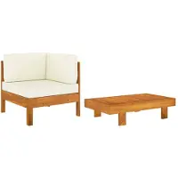 vidaXL 2-delige Loungeset met crèmewitte kussens acaciahout