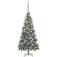 vidaXL Kunstkerstboom met verlichting kerstballen dennenappels 210 cm