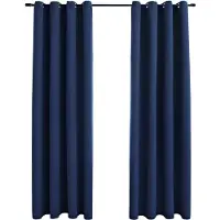 vidaXL Gordijn verduisterend met metalen ringen 2 st 140x175 cm blauw