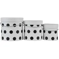 Clayre & Eef Witte Hoedendoos (3) Ø 18*17 / Ø 15*15 / Ø 12*12 cm 65007