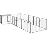 vidaXL Hondenkennel 13,31 m² staal zwart