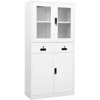 vidaXL Kantoorkast 90x40x180 cm staal en gehard glas wit