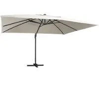 vidaXL Zweefparasol met LED en aluminium paal 400x300 cm zandkleurig