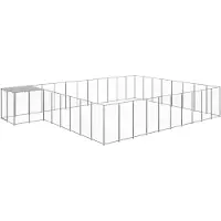 vidaXL Hondenkennel 25,41 m² staal zilverkleurig