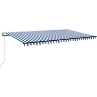 vidaXL Luifel automatisch met LED en windsensor 500x350 cm blauw wit