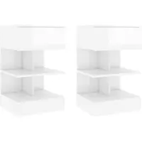 vidaXL Nachtkastjes 2 st 40x35x65 cm spaanplaat hoogglans wit