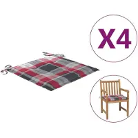 vidaXL Tuinstoelkussens 4 st 50x50x4 cm oxford stof ruitpatroon rood