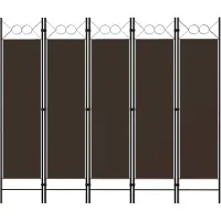 vidaXL - Kamerscherm - met - 5 - panelen - 200x180 - cm - bruin