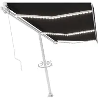 vidaXL Luifel handmatig uittrekbaar met LED 600x300 cm antracietkleur
