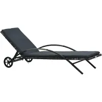 vidaXL Ligbed met kussen en wieltjes poly rattan antraciet