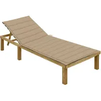 vidaXL Ligbed met beige kussen geïmpregneerd grenenhout