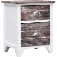 vidaXL Nachtkastje 38x28x45 cm paulowniahout bruin en wit
