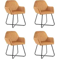 vidaXL Eetkamerstoelen 4 st fluweel crèmekleurig
