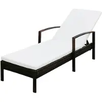 vidaXL Ligbed met kussen poly rattan bruin
