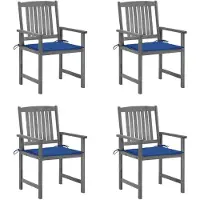 vidaXL Tuinstoelen 4 st met kussens massief acaciahout grijs