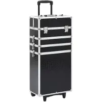 vidaXL Make-up trolley aluminium zwart met krokodillenpatroon