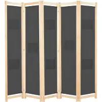 vidaXL Kamerscherm met 5 panelen 200x170x4 cm stof grijs