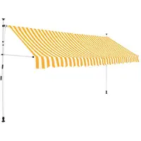 vidaXL Luifel handmatig uittrekbaar 350 cm oranje en witte strepen