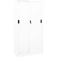 vidaXL Kantoorkast met schuifdeuren 90x40x180 cm staal wit