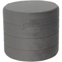 Clayre & Eef Hocker Ø 40x35 cm Grijs Hout Textiel Rond Poef Grijs Poef