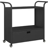 vidaXL Serveerwagen met lade 100x45x97 cm poly rattan zwart
