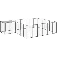 vidaXL Hondenkennel 12,1 m² staal zwart