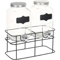 vidaXL Drankdispensers 2 st met standaard 2 x 4 L glas