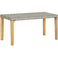 vidaXL Tuinbank, 120 cm, grijs, van polyrotan en massief acaciahout