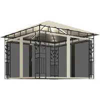 vidaXL Prieel met klamboe LED-lichtslinger 180 g/m² 3x3x2,73 m crème