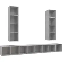 vidaXL TV-wandkasten, 4 stuks, betongrijs, houtvezel