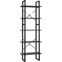 vidaXL Boekenkast met 5 schappen 60x30x175 cm massief grenenhout grijs