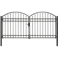 vidaXL Hekpoort ASSEN dubbele deur met gebogen bovenzijde staal 300x125 cm