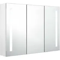 vidaXL LED-spiegelschaaf voor de badkamer, 89x14x62 cm, glanzend wit