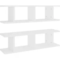 vidaXL Wandschappen 2 st 75x18x20 cm bewerkt hout wit