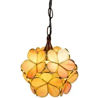 LumiLamp hanglamp Tiffany, 21x21x17/90 cm, roze, geel, glas, bloemenmotief
