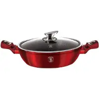 Berlinger Haus Garnek płytki ze szklaną pokrywką 24 cm Metallic Line BH/1262, Pan + steelpan, Rood